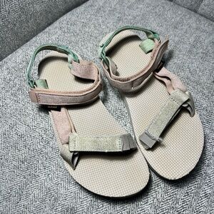 Teva Kids Beige Sandals with Mint Green Straps